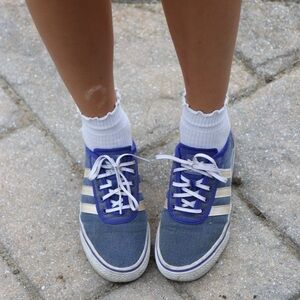 Adidas Blue and White Sneakers Classic Low-Top Design